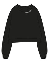 The Oversized Crop - Black - TML - Front Neckline - Embroidered - White