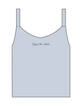 The Micro Rib Strappy Crop Tank - Baby Blue - YogaSix Idaho - Upper Chest Script - Printed - Navy