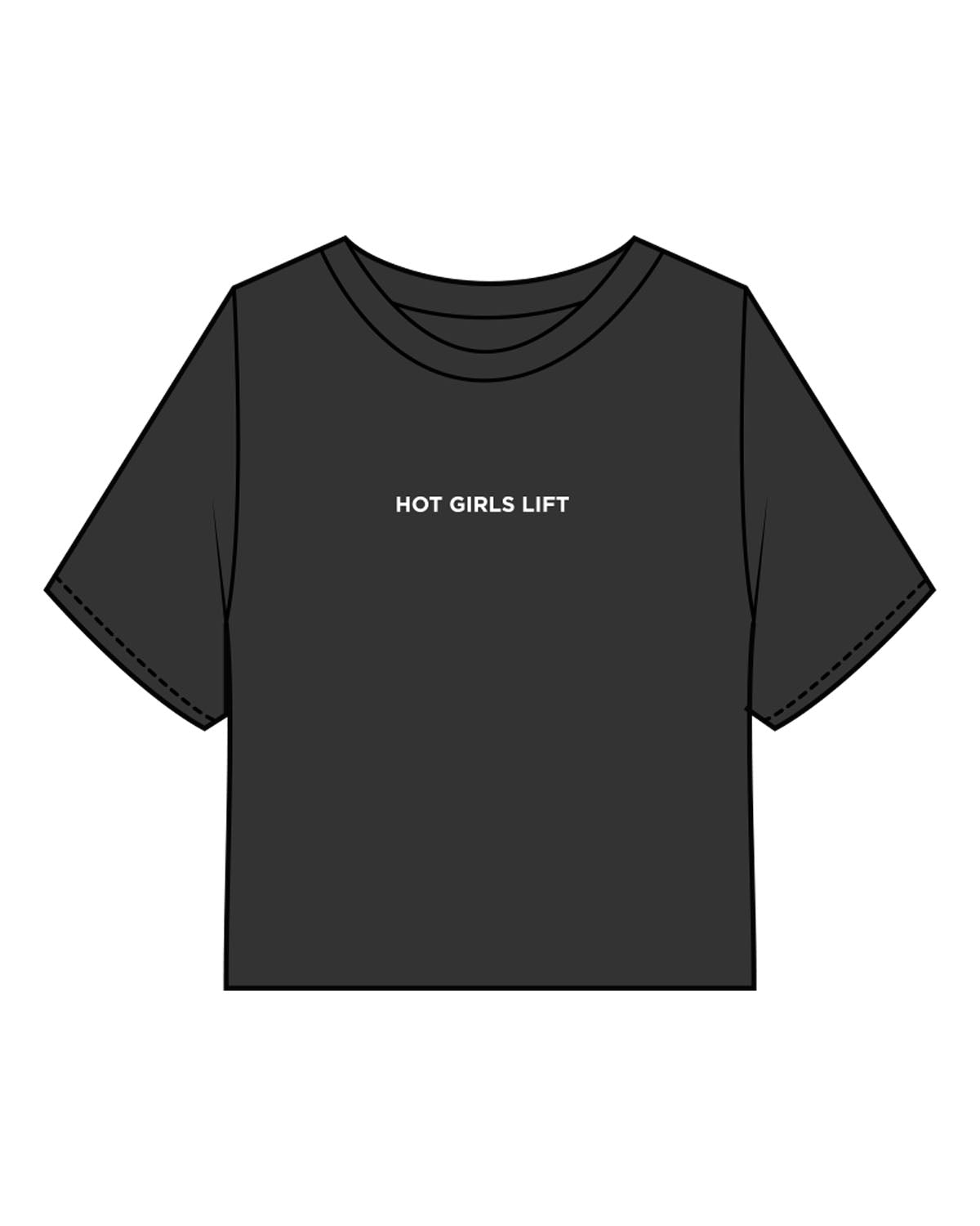 The Heavyweight Crop Tee - Washed Black - Fit House - Center Chest & Back Neckline - Printed - White