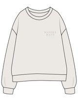 The Womens Crewneck - Bone - Maisha Haus - Left Chest Stacked & Center Back - Printed - Tone on Tone