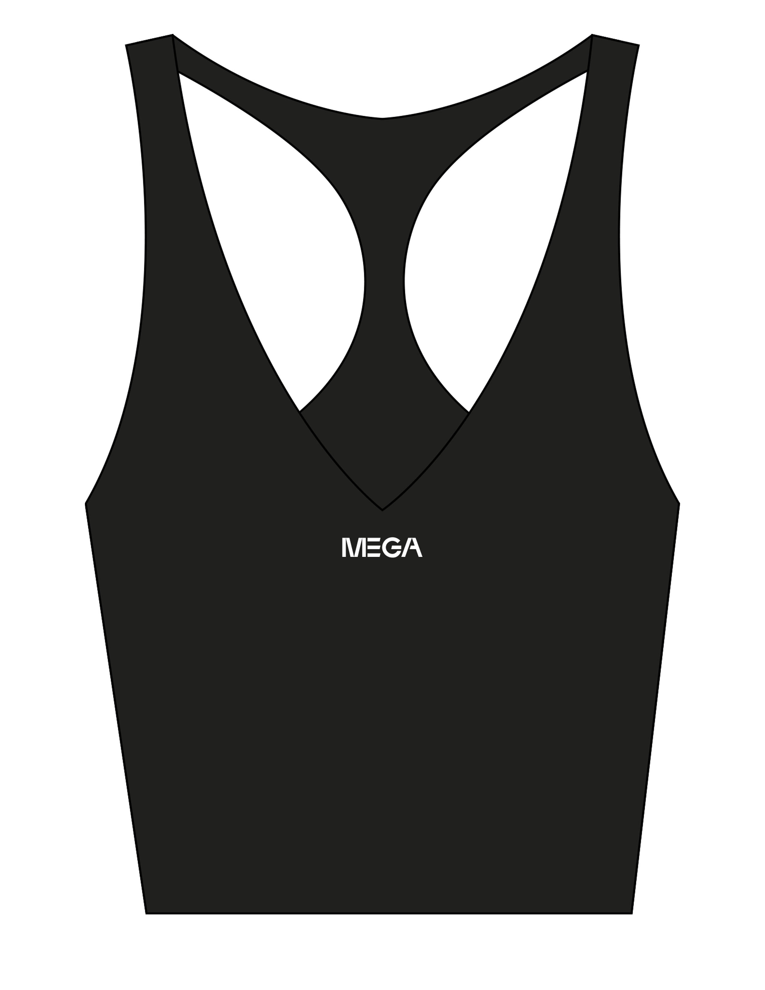 The Racer Tank - Black - Mega NJ - Center Chest "MEGA" - Printed - White