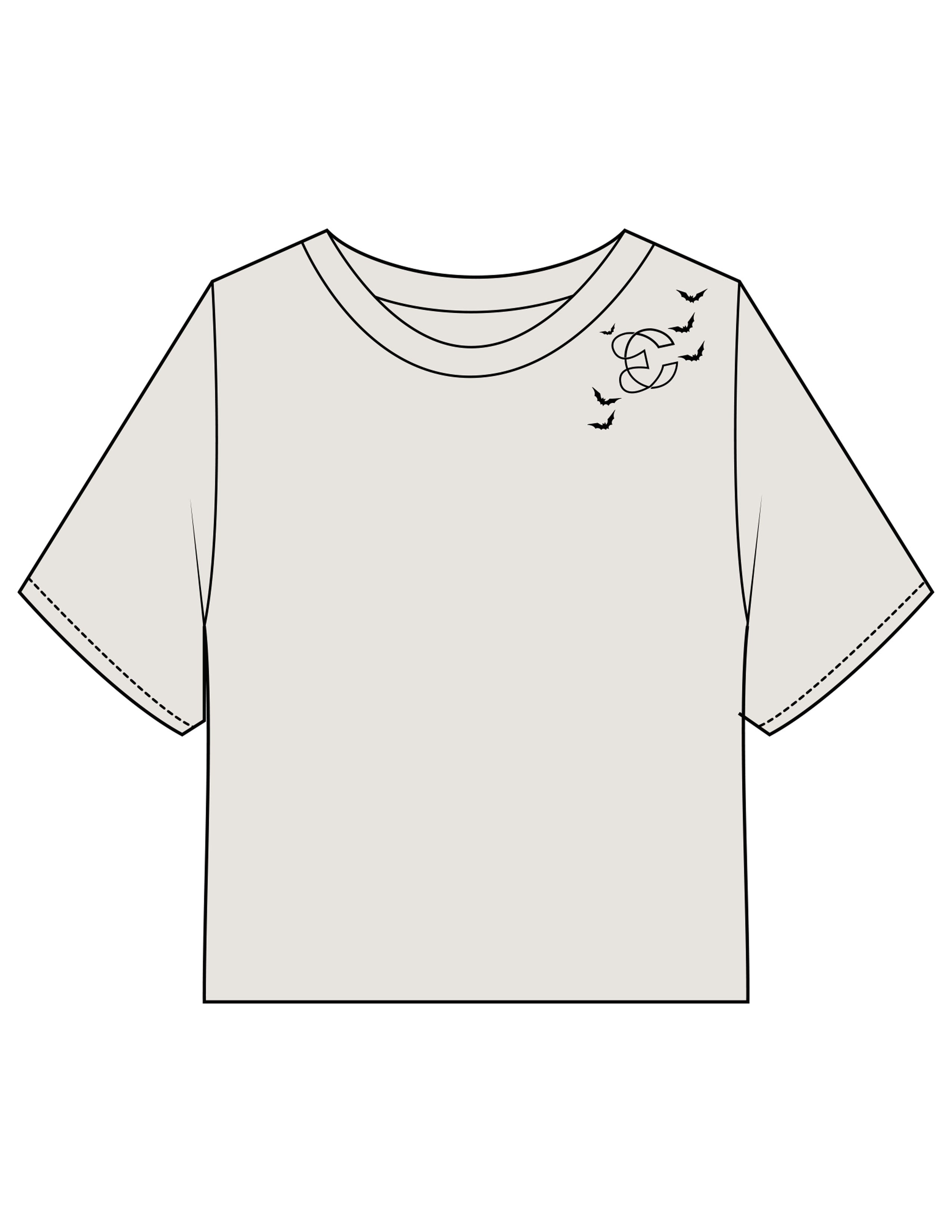 The Heavyweight Crop Tee - Washed Bone - Evolve Collective - Upper Left Shoulder & Back Stacked - Printed - Full Color