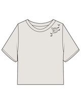 The Heavyweight Crop Tee - Washed Bone - Evolve Collective - Upper Left Shoulder & Back Stacked - Printed - Full Color