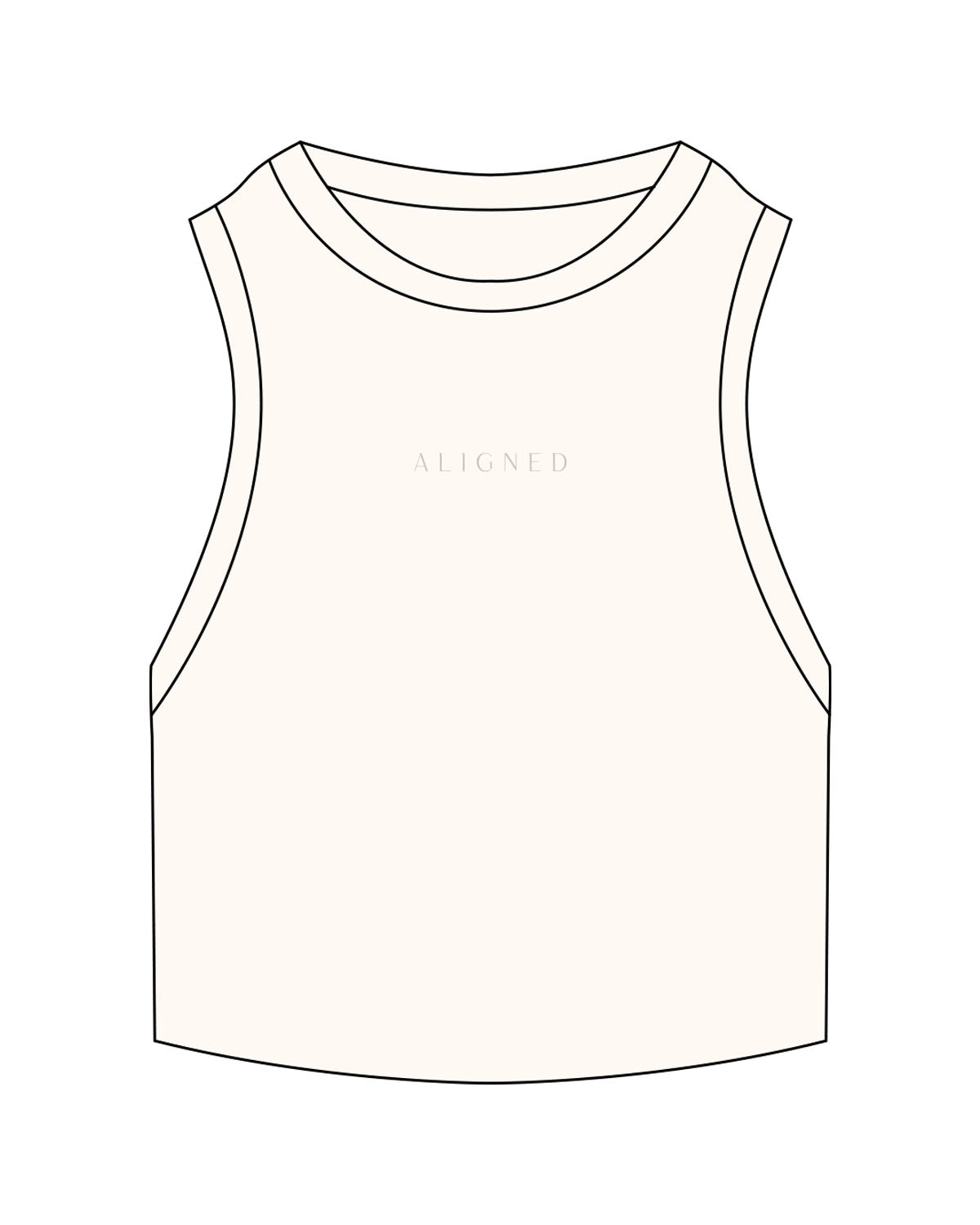 The Ribbed Crop Tank - Off White - Aligned Pilates - Center Chest - Embroidered - Tone on Tone