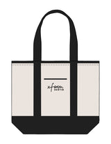 The Contrast Tote Bag - Natural / Black - treadformer30A - Center Body Stacked - EMB - Black