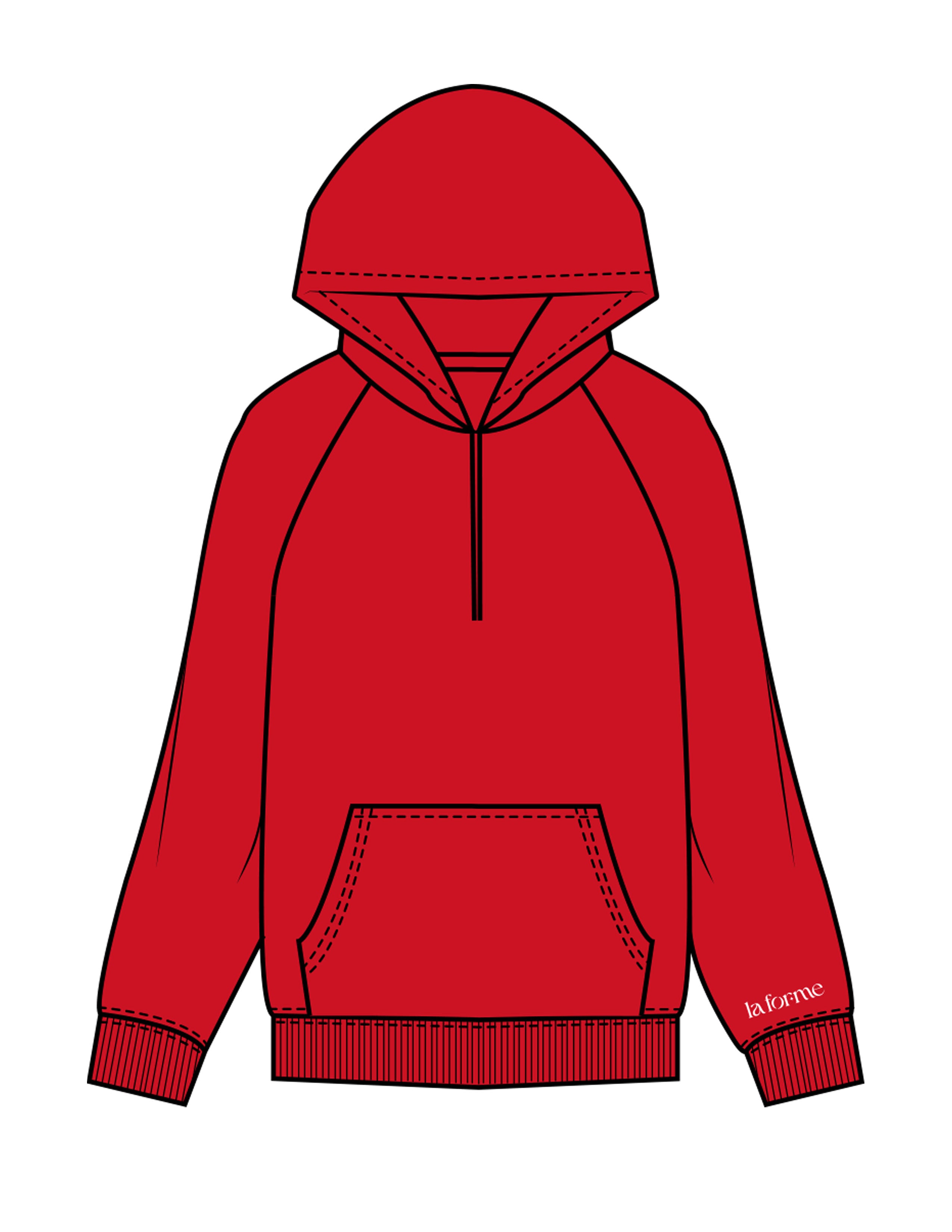 The Half Zip Hoodie - Red - LA FORME PILATES - Left Sleeve Embroidered & Back Stacked Printed - White