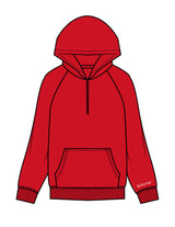 The Half Zip Hoodie - Red - LA FORME PILATES - Left Sleeve Embroidered & Back Stacked Printed - White