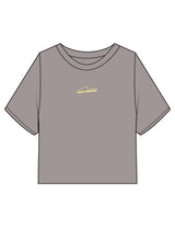 The Heavyweight Crop Tee - Washed Gray - Wave Mamas - Center Chest & Center Back Stacked - Printed - Yellow