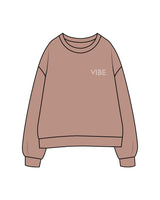 The Womens Crewneck - Clay - Vibe Hot Yoga & Pilates - Left Chest & Back Heart - Printed - White