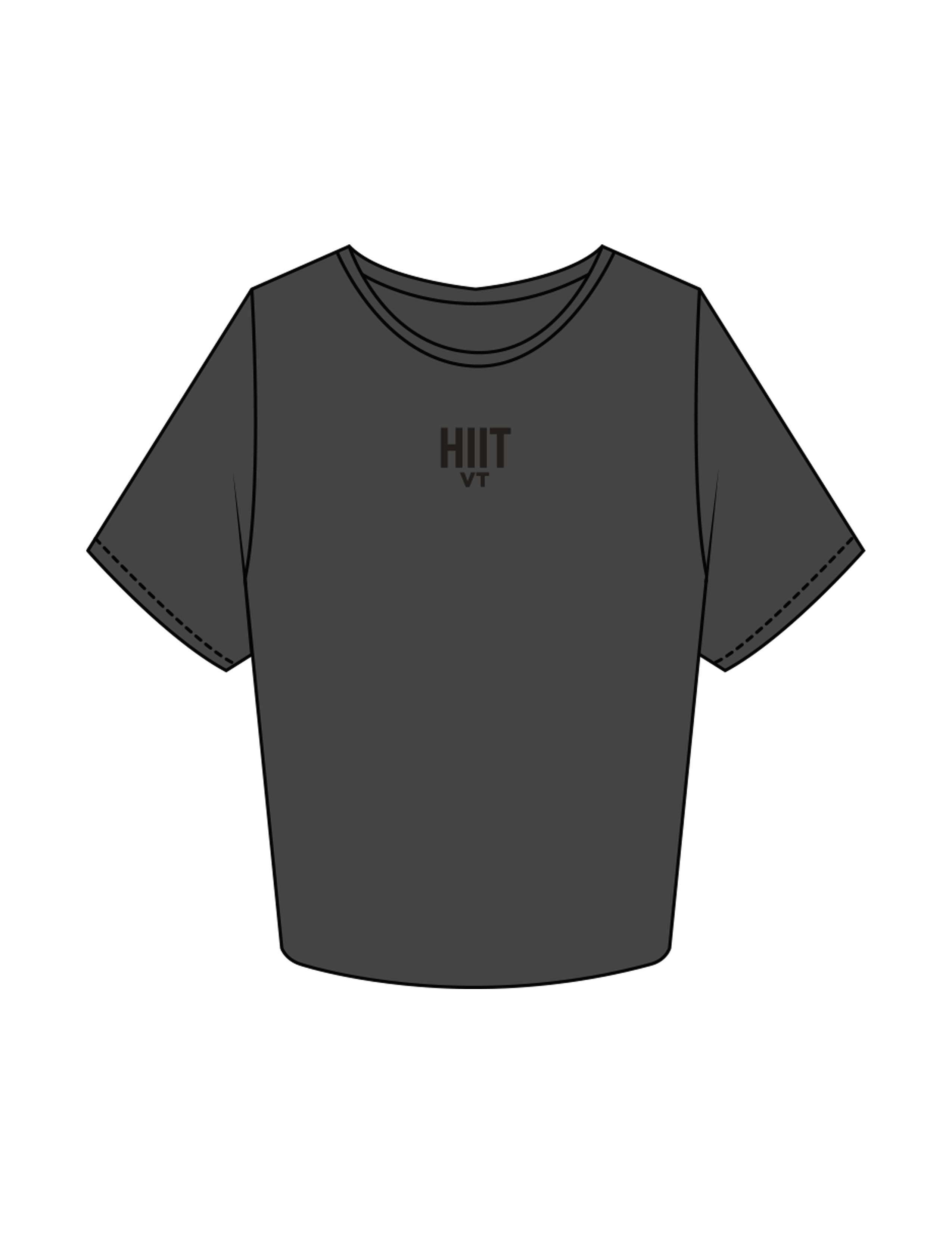 The Crop Tee - Charcoal - HIIT Performance - Left Chest Stacked & Back Neckline - Printed - Tone on Tone