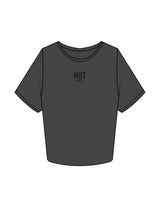 The Crop Tee - Charcoal - HIIT Performance - Left Chest Stacked & Back Neckline - Printed - Tone on Tone