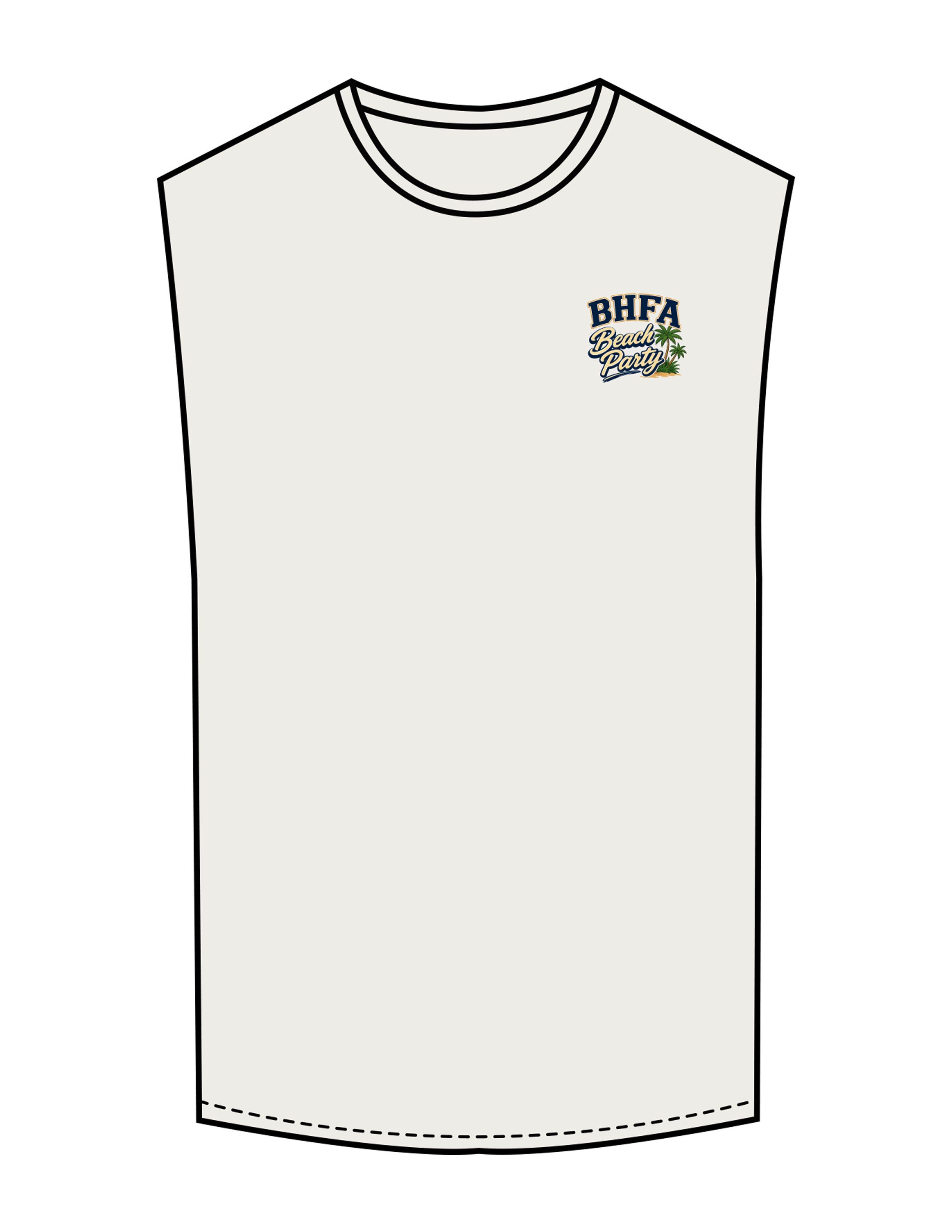 The Muscle Tank - Off White - Beach Party 2026 - Left Chest & Back Image - Printed - Full Color