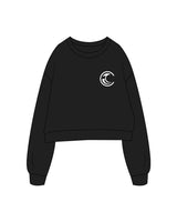 The Oversized Crop - Black - Coastal Core - Left Chest & Back Center Stacked - White