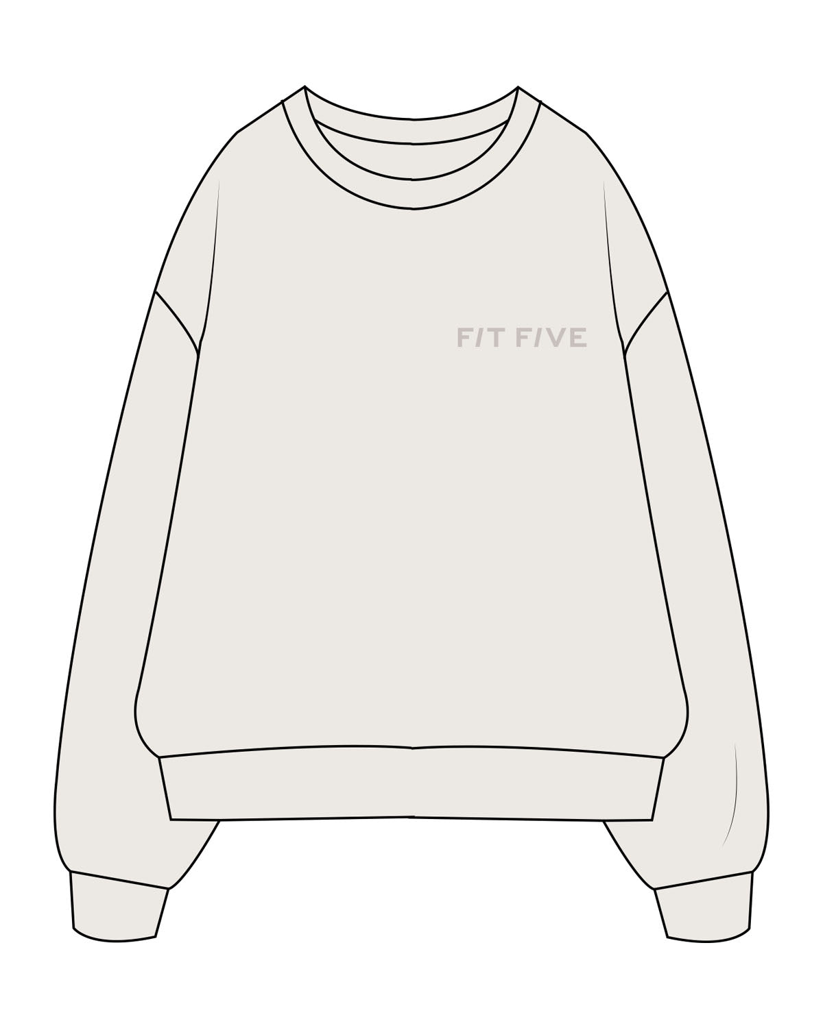 The Womens Crewneck - Bone - Fit Five - Left Chest "FIT5" & Center Back Multiple Stack - Tone on Tone