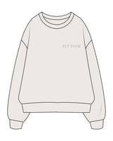 The Womens Crewneck - Bone - Fit Five - Left Chest "FIT5" & Center Back Multiple Stack - Tone on Tone