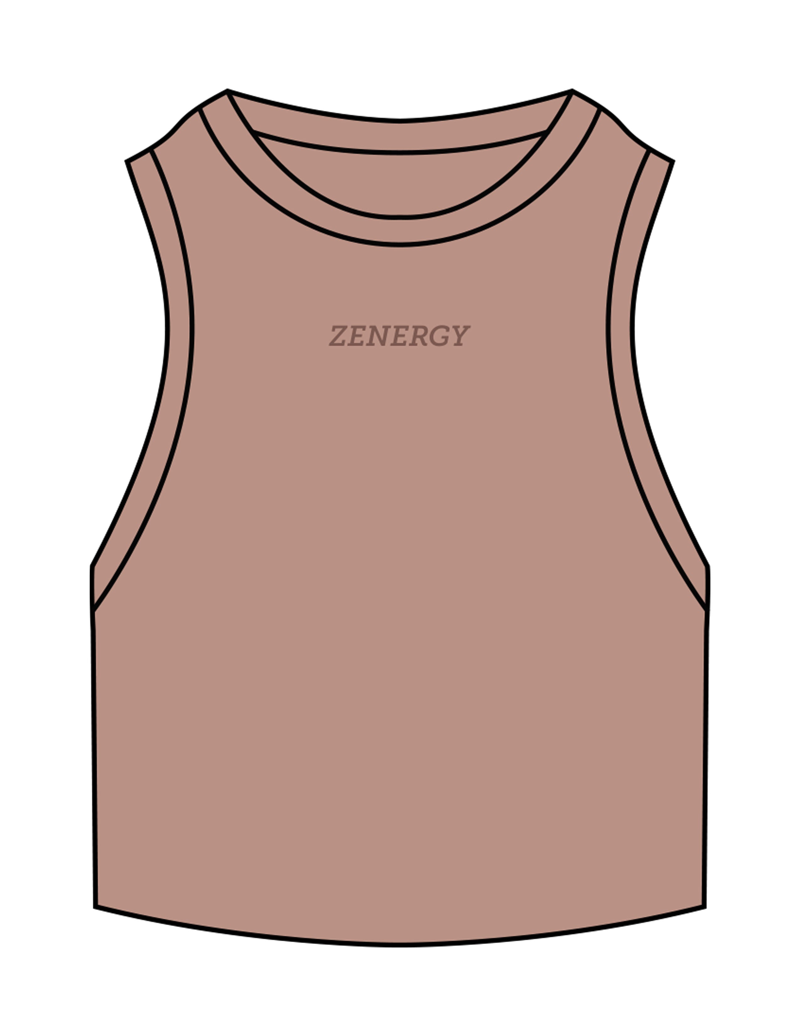 The Ribbed Crop Tank - Clay - ZENERGY CYCLING - Center Chest - EMB - Tone on Tone