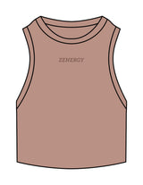 The Ribbed Crop Tank - Clay - ZENERGY CYCLING - Center Chest - EMB - Tone on Tone