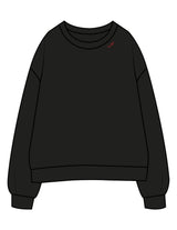 The Womens Crewneck - Black - Sōle - Front Neckline - Embroidered - Red
