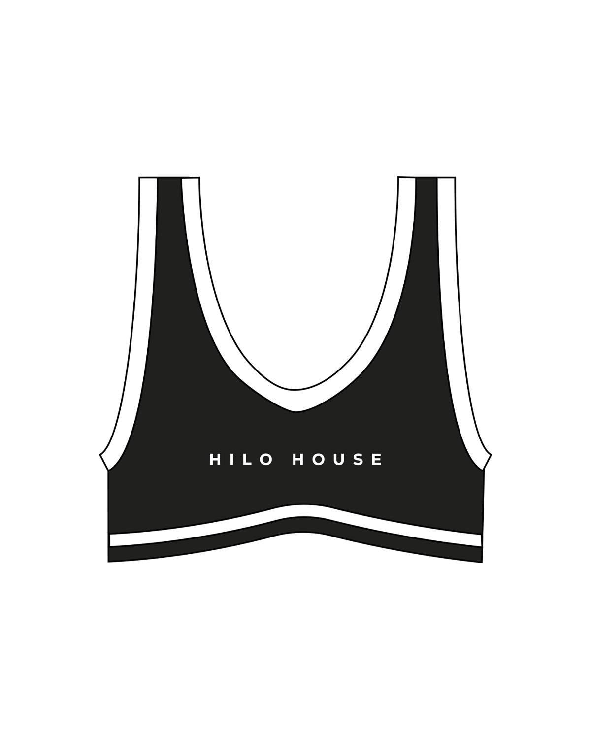 The Piped Bra - Black - HiLo - Chest - Printed - White