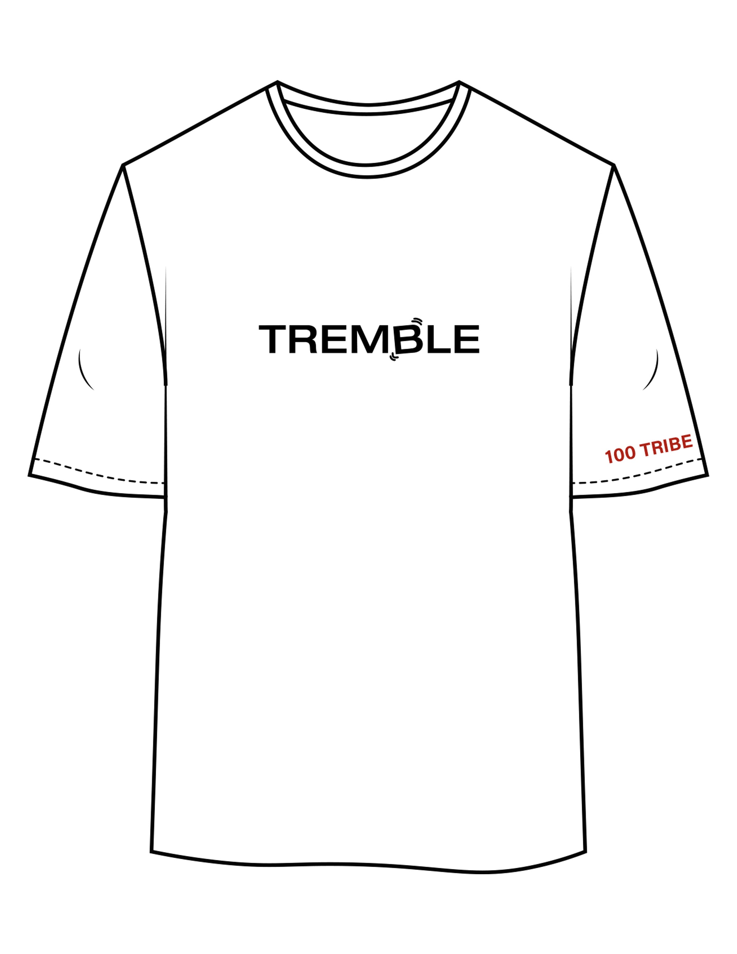 The Womens Oversized Tee - White - Tremble - Center Chest & Left Sleeve - Printed - Full Color