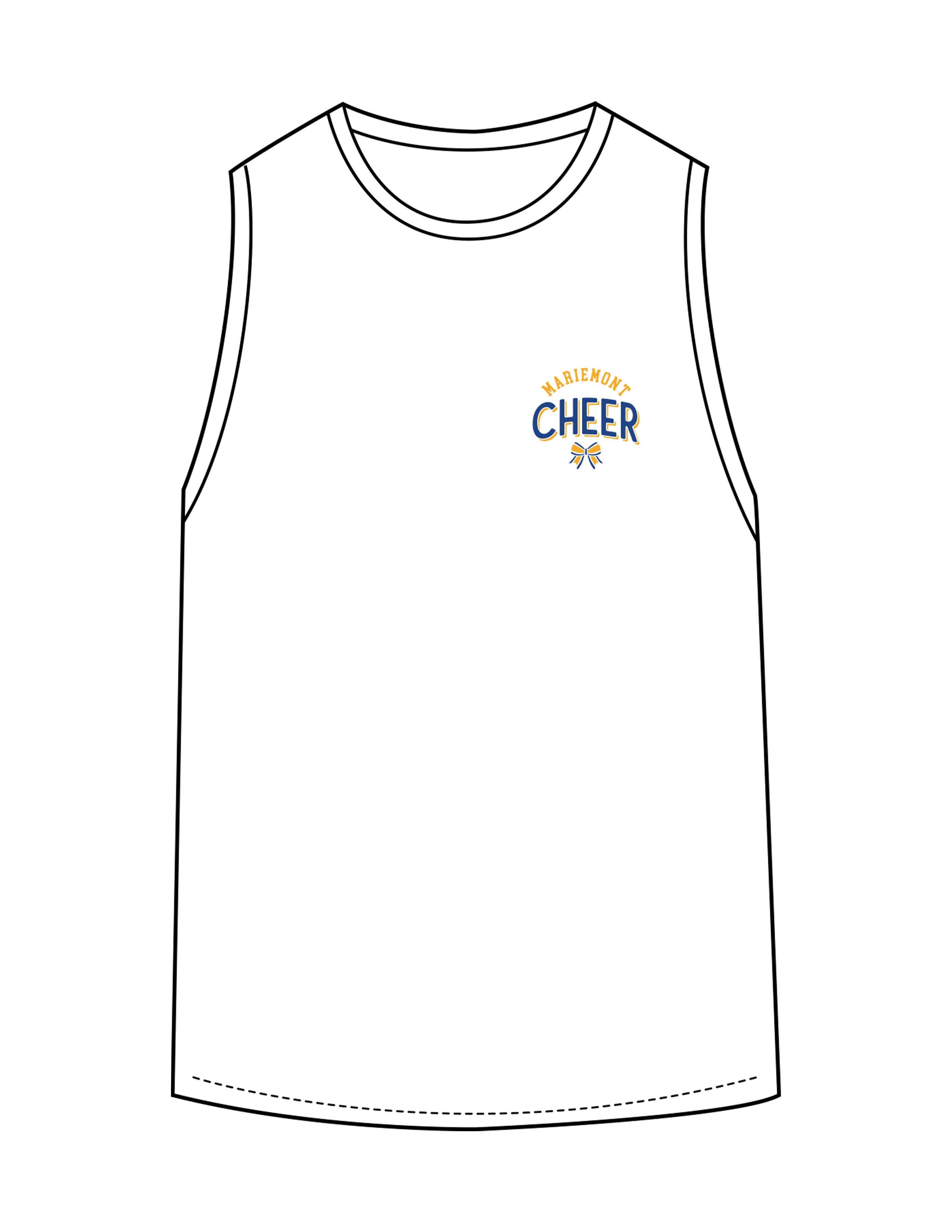 The Classic Full Length Tank - White - Mariemont Cheer - Left Chest Stacked - Printed - Full Color