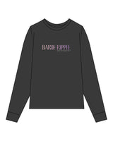 The Womens Heavyweight Long Sleeve - Washed Black - Barre Ripple - Center Chest Stacked - Printed - Full Color