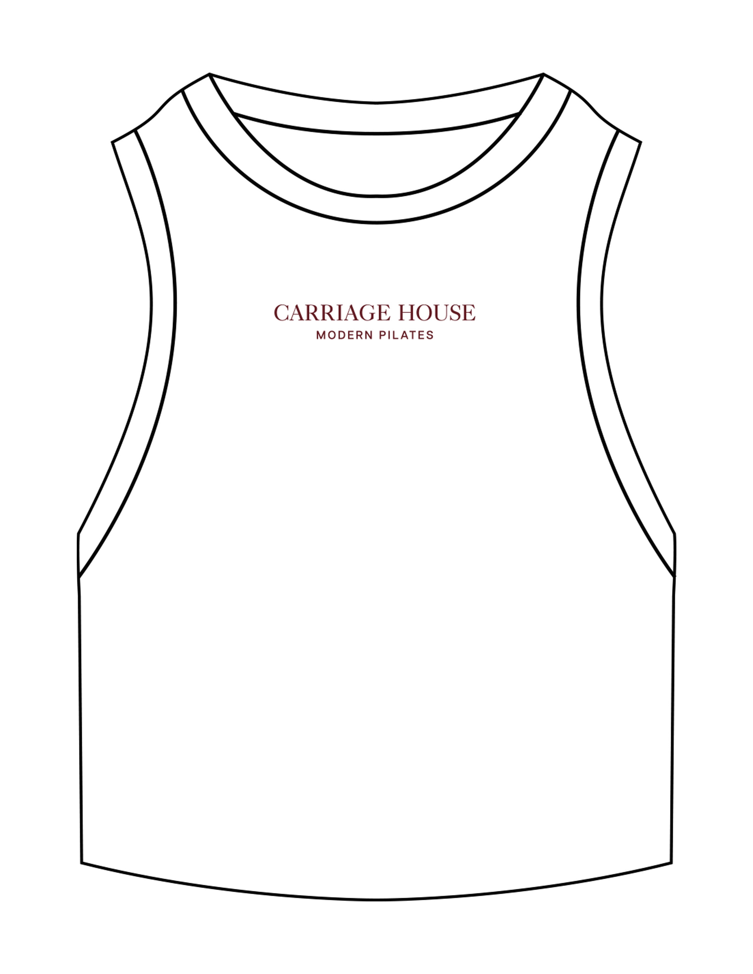 The Ribbed Crop Tank - White - Carriage House - Center Chest Stacked - Embroidered - Maroon
