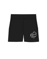 The Womens Sweat Shorts - Black - Newport Peach - Left Thigh- White