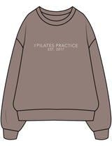 The Mens Crewneck - Washed Gray - Pilates Practice - Center Chest Stacked - Printed - Off White