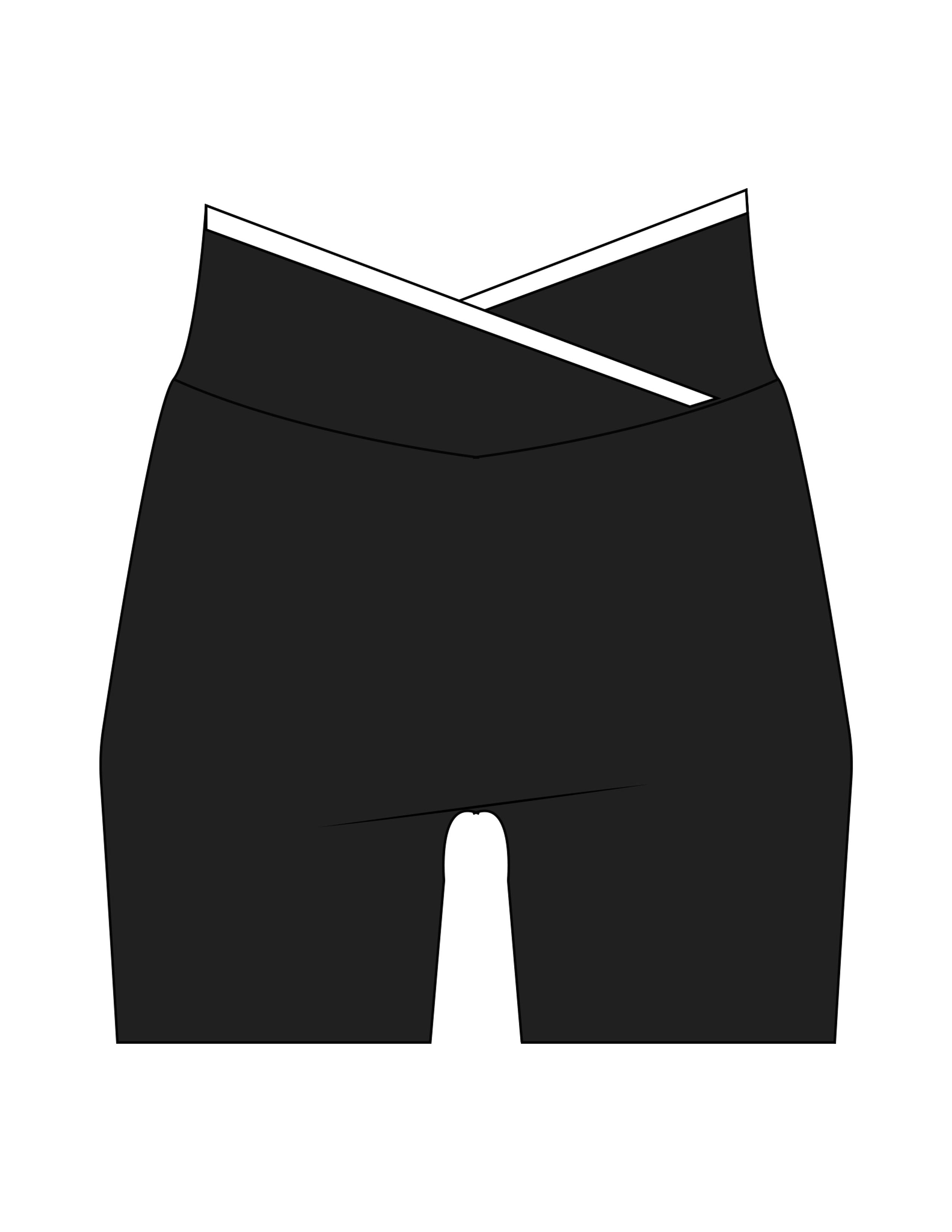 The Piped Crossover Short - Black - Onyx Fit - Back Waistline - Printed - White