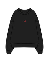 The Mens Crewneck - Black - Corefire - Center Chest & "COACH" Back Center Stacked - Red