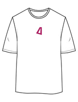 The Womens Oversized Tee - White - Delta Fitness - Upper Chest & Back Stacked "DELTA" - Printed - Full Color