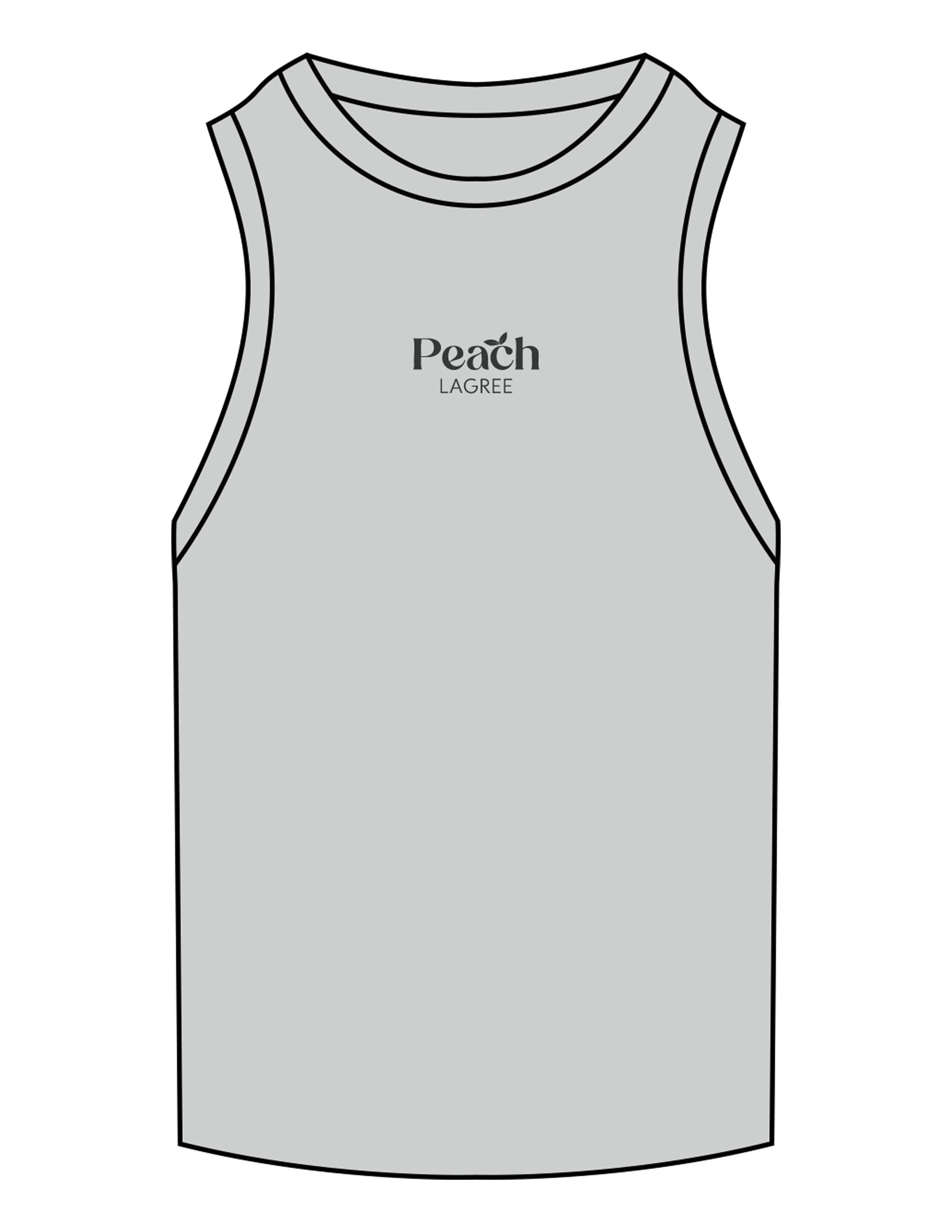 The Ribbed Full Length Tank - Storm - Peach F.L - Center Chest Stacked - Embroidered - Tone on Tone