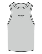 The Ribbed Full Length Tank - Storm - Peach F.L - Center Chest Stacked - Embroidered - Tone on Tone