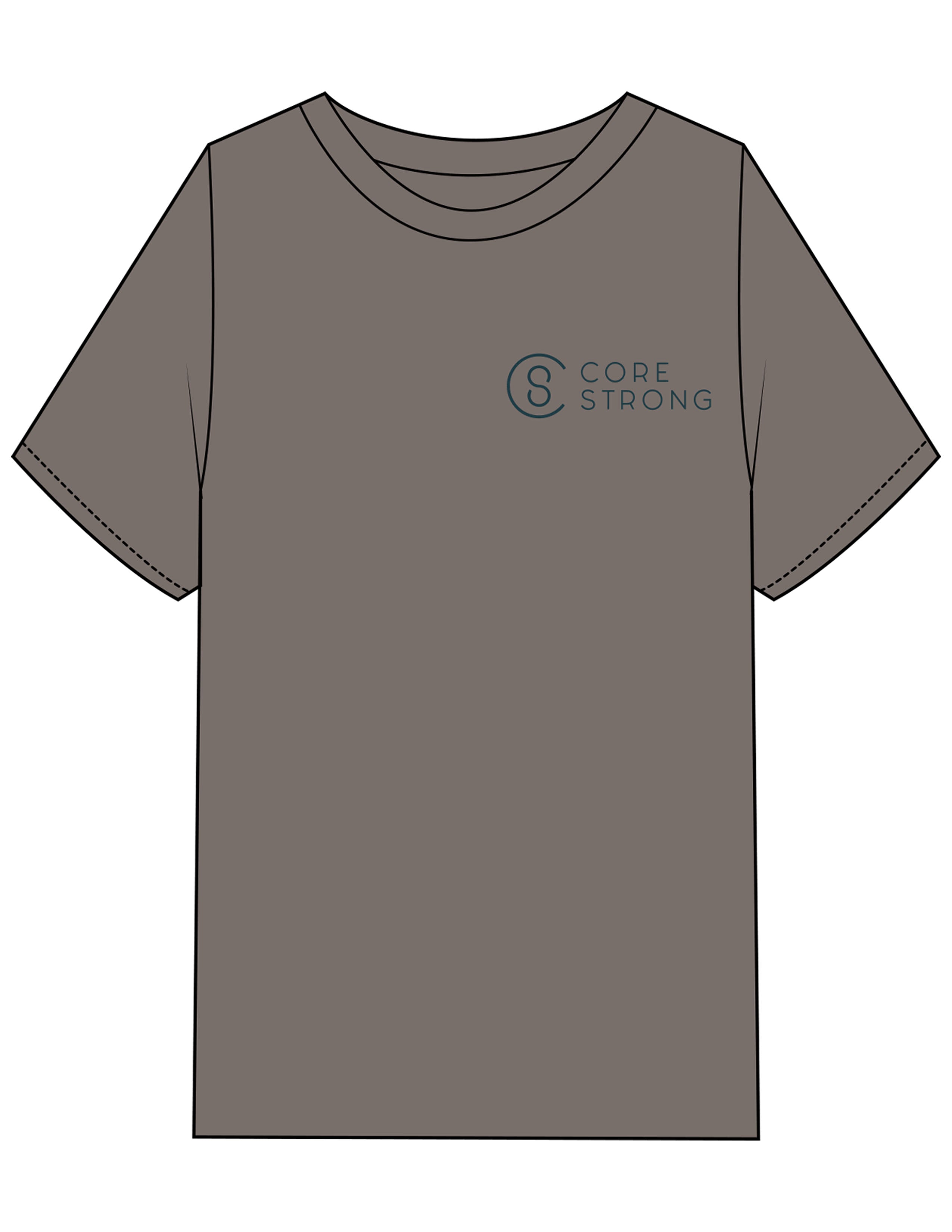 The Mens Heavyweight Tee - Grey Stone - Core Strong - Left Chest - Printed - Dark Green