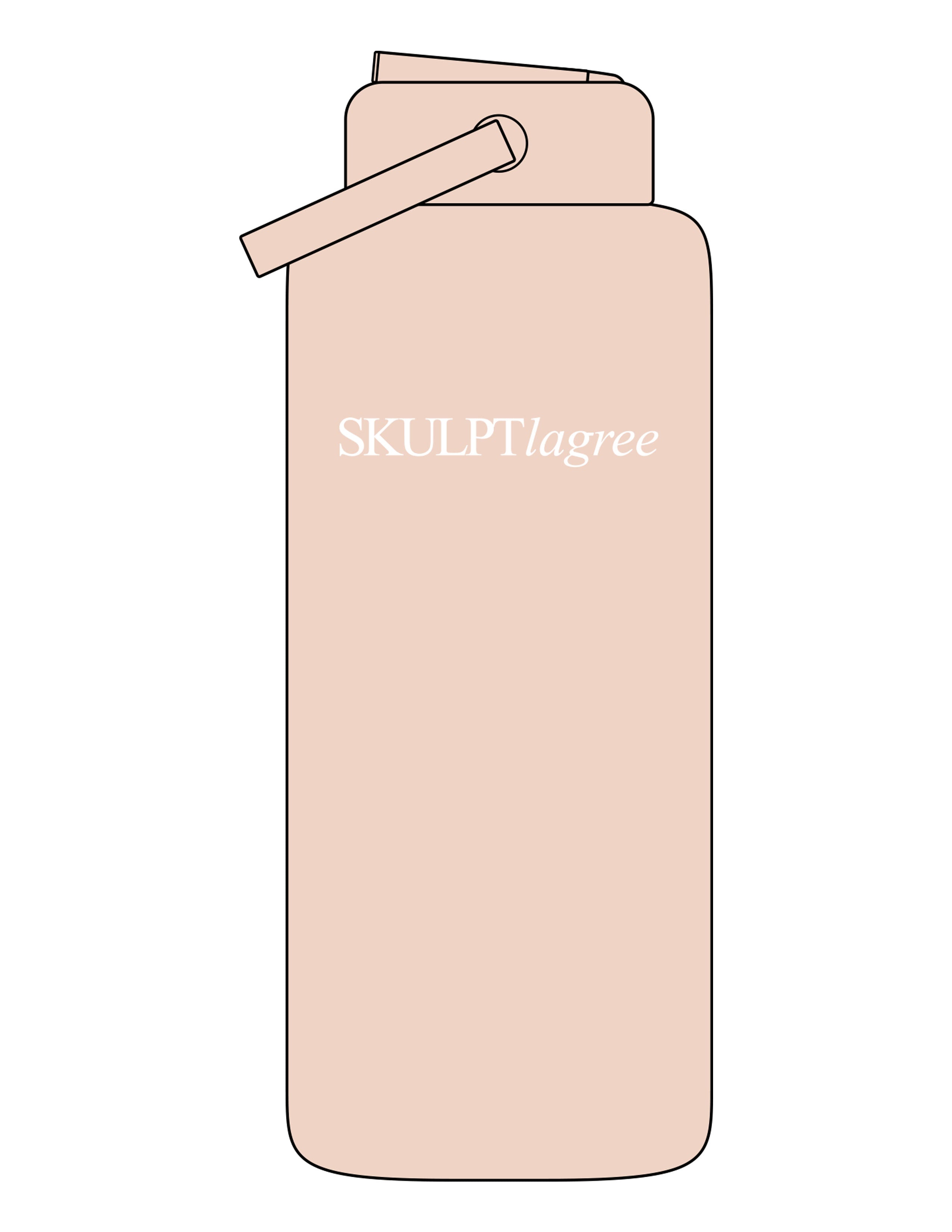 The Wide Mouth Water Bottle - Pale Pink - Skulpt Lagree - Center Body - Printed - White