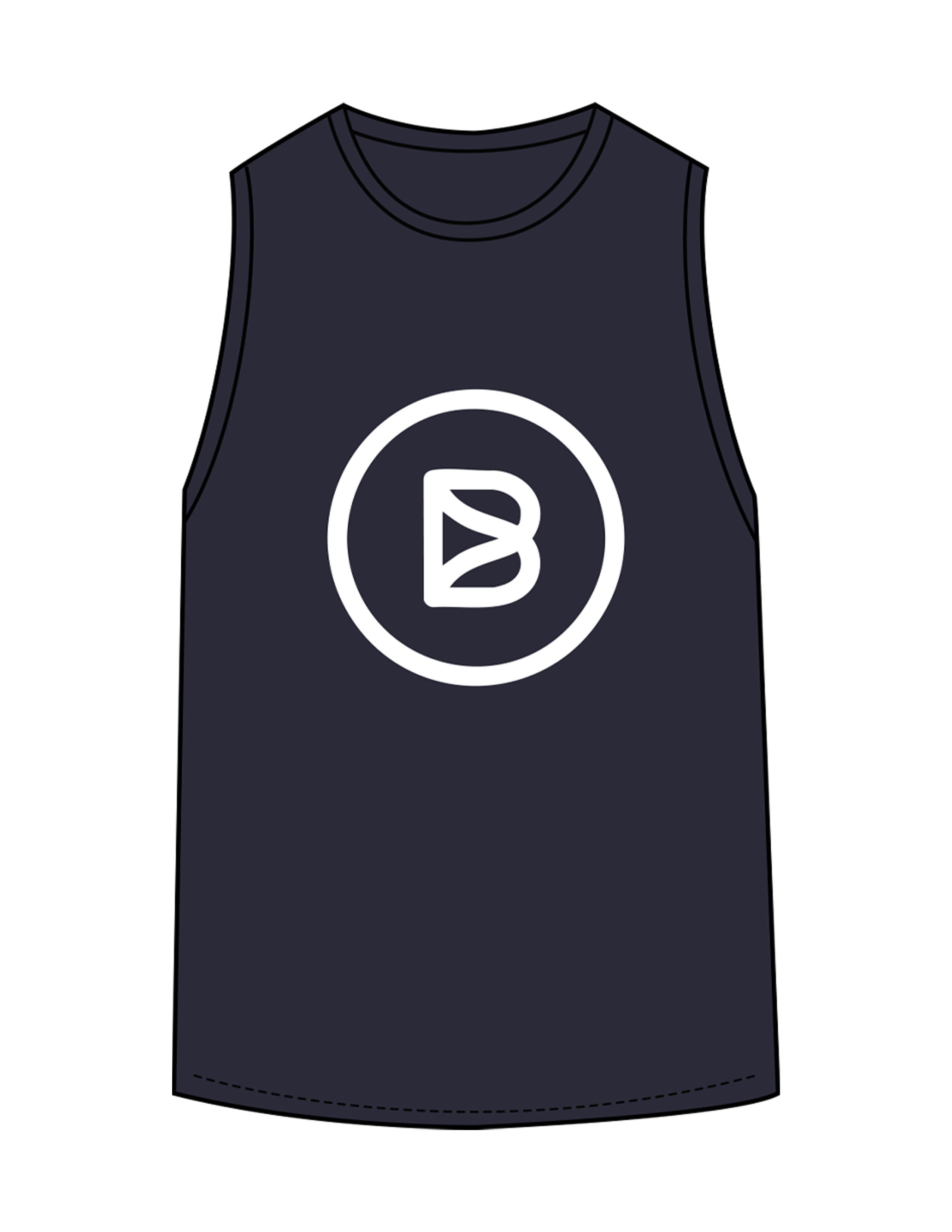 The Classic Full Length Tank - Ink Blue - Bond Fitness - Center Chest Round & Upper Back - Printed - White