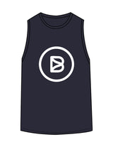 The Classic Full Length Tank - Ink Blue - Bond Fitness - Center Chest Round & Upper Back - Printed - White