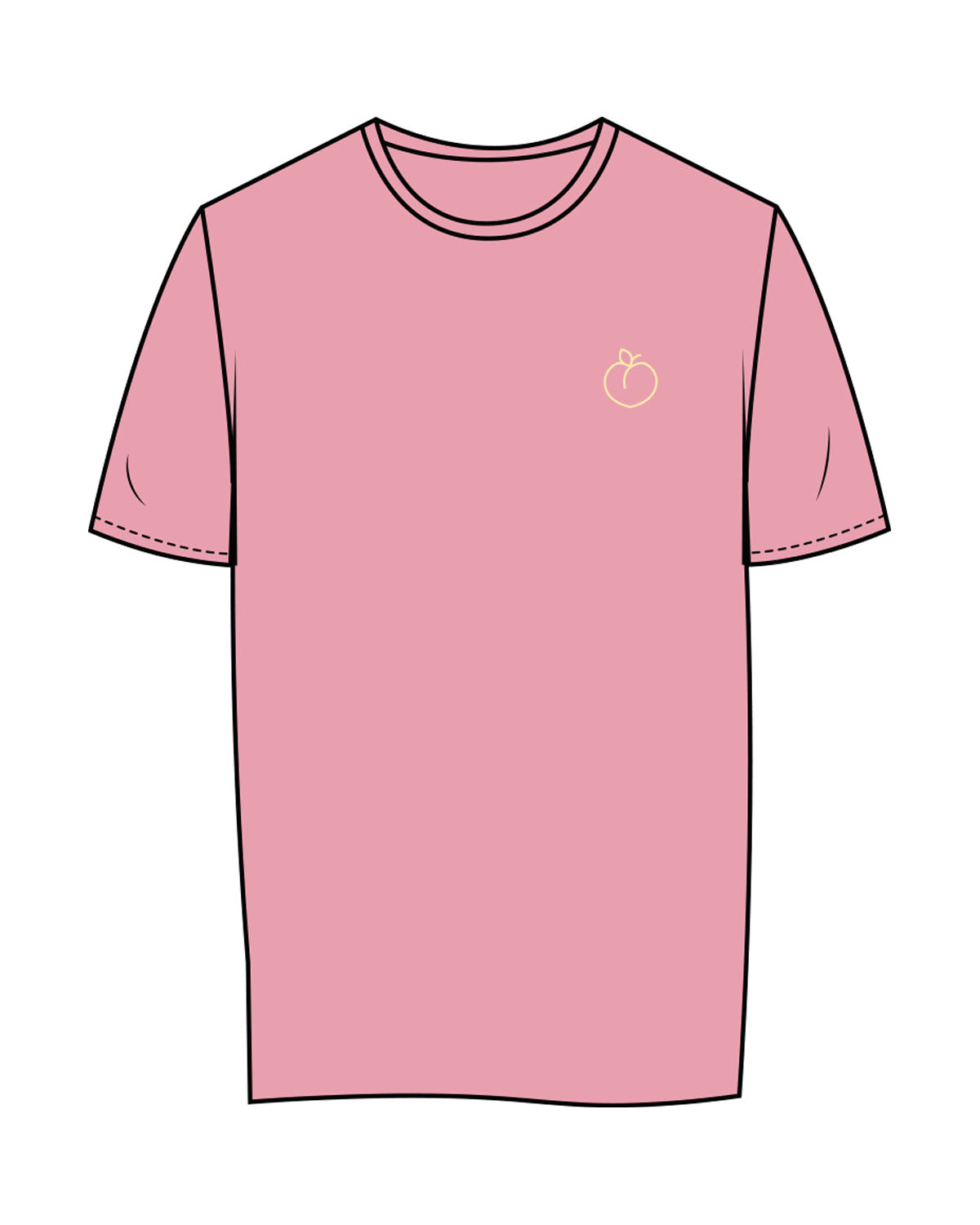 The Womens Tee - Bubblegum - Peachy Glow - Left Chest & Back Stacked - Printed - Yellow