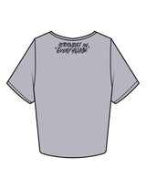 The Crop Tee - Heather - Fase Lagree - Front Bottom & Back Neckline - Printed - Charcoal