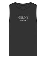 The Mens Heavyweight Tank - Washed Black - Heat Bootcamp - Chest Stacked - Printed - White