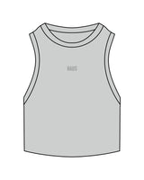 The Ribbed Crop Tank - Storm - Haus of Wellness - Center Chest - Embroidered - Tone on Tone