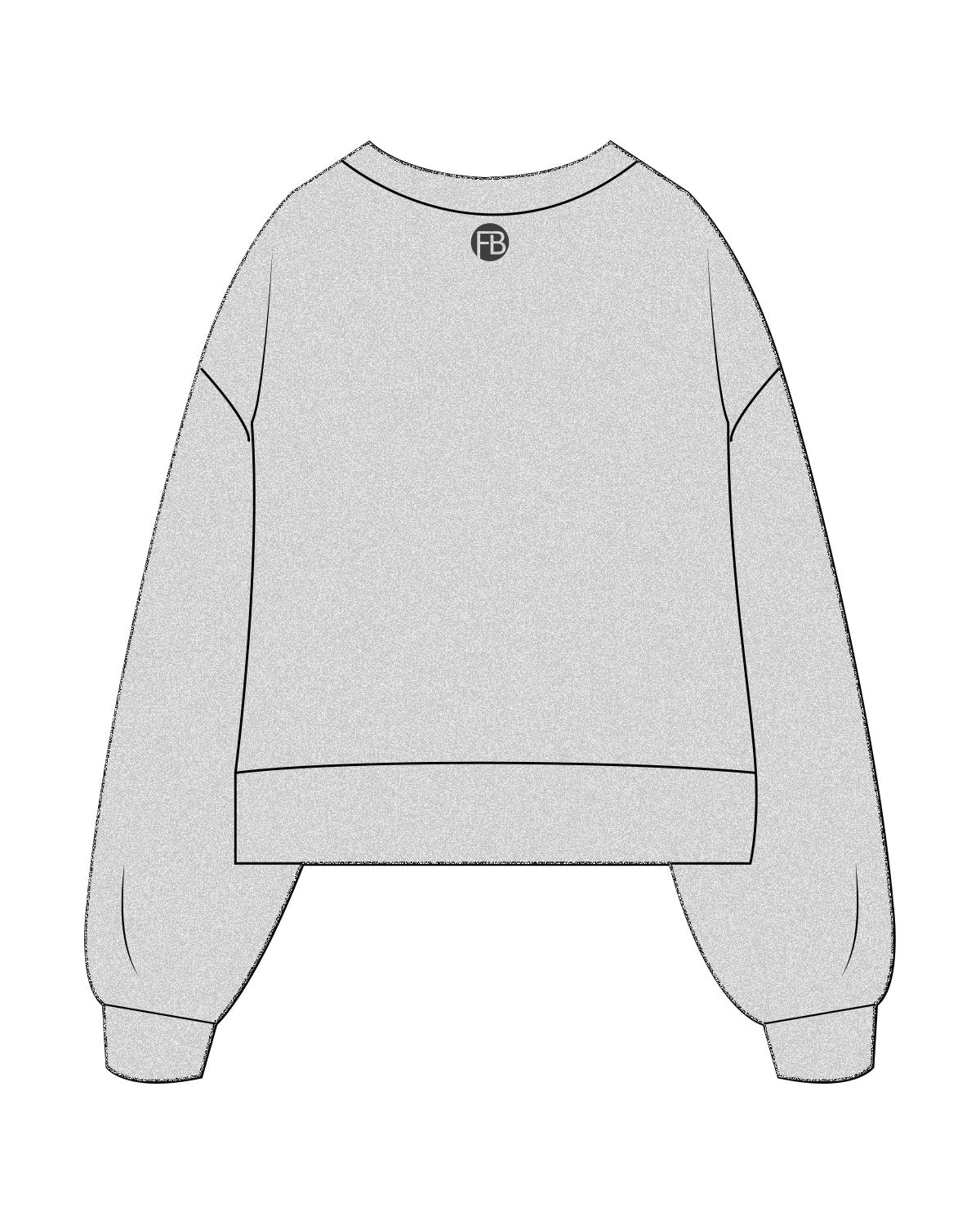 The Womens Heavyweight Crop - Heather - Krista - Center Chest Stacked & Back Neckline - Printed - Charcoal