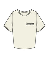 The Crop Tee - Butter - CONFIDENCE - Left Chest Stacked & Back Center - Full Color