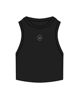 The Ribbed Crop Tank - Black - Sense Pilates - Center Chest Icon  Logo - Embroidered - White
