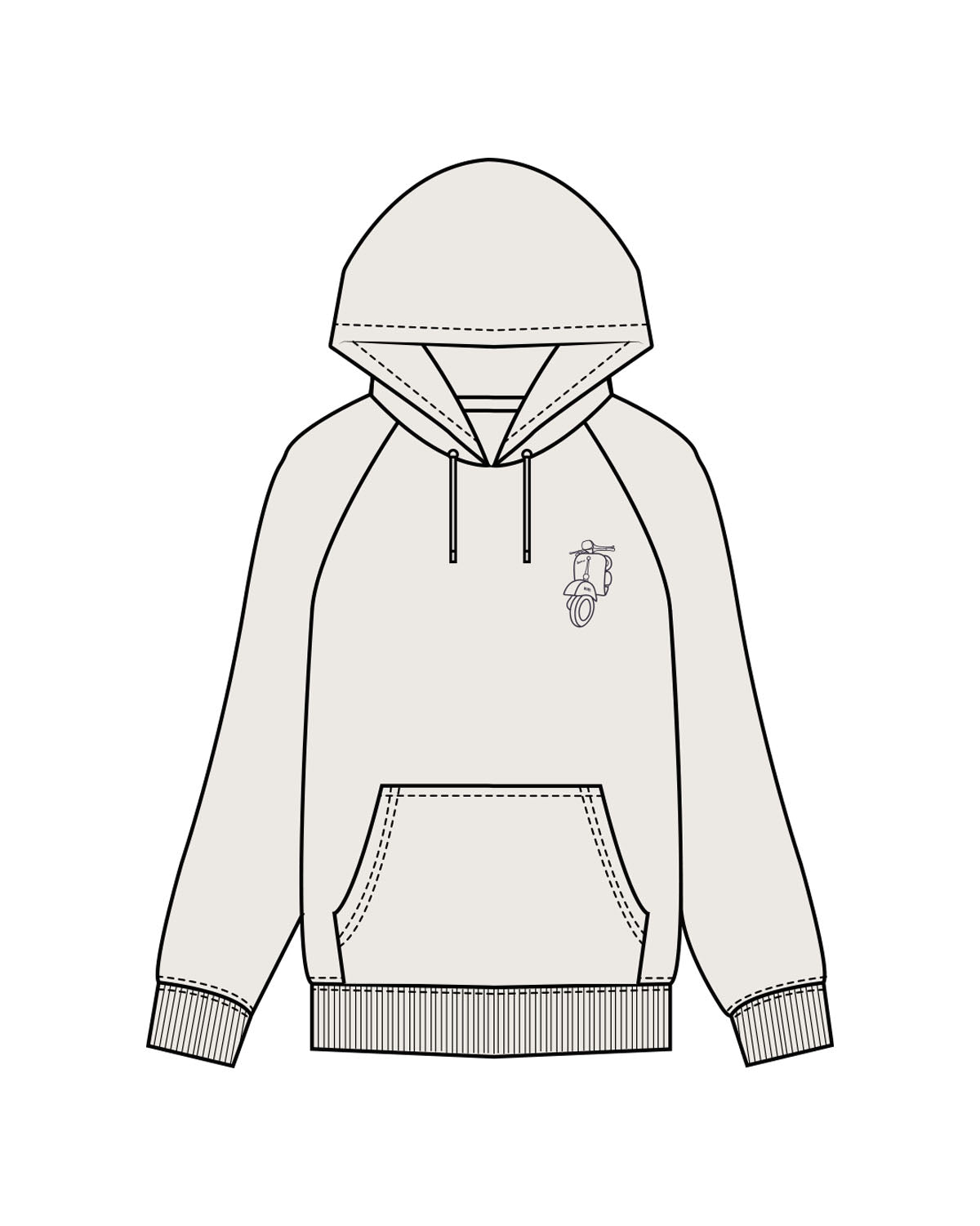 The Mens Heavyweight Hoodie - Bone - Bartab - Left Chest & Center Back - Printed - Midnight Blue