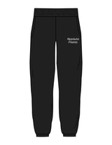 The Womens Sweatpants - Black - Absolute Pilates - Left Leg Stacked - Embroidered - White
