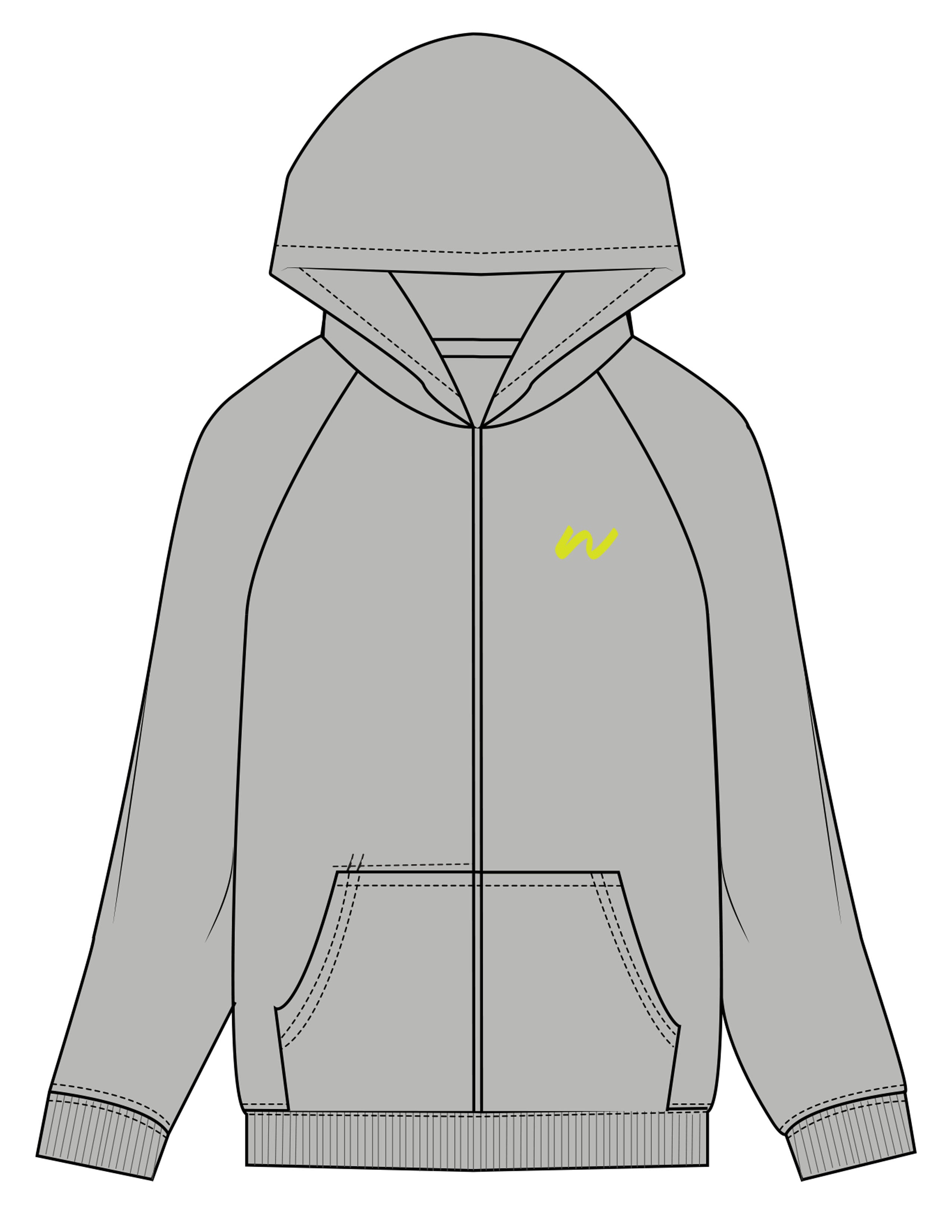 The Recycled Unisex Zip Hoodie - Heather - Whit At Home - Left Chest & Back Stacked - Printed - Lime