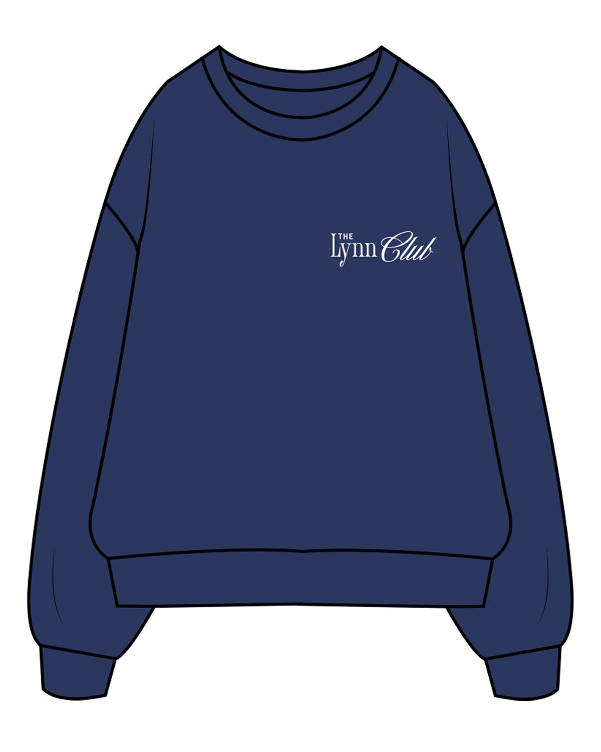 The Mens Crewneck - Cobalt - Lynn Club Social - Left Chest & Back Center - White