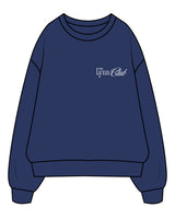 The Mens Crewneck - Cobalt - Lynn Club Social - Left Chest & Back Center - White